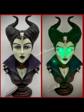 Light Up Disney Villain Maleficent Evil Queen Style Bust Halloween Statue Decor